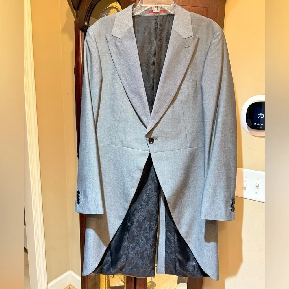 Dobell Men's Silver Grey Tailcoat Formal Blazer Morning Suit Jacket Sz 42R